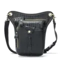 Men Genuine Leather Drop Leg Bag Black Crocodile Pattern Tactical Waist Messenger Bag - 9667 Black Crocodile Pattern (Without Logo)
