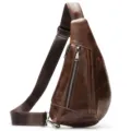 Bruine echt lederen heren schoudertas, casual koeienhuid borsttas crossbody tas voor reizen. - Geolied koffiebruin