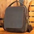 Sac bandoulière homme en cuir de cheval fou marron vintage petit sac messager - Café