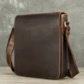 Heren echt lederen schoudertas vintage crazy horse crossbody tas casual zakelijke tas - koffiekleur