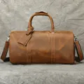 Vintage lederen reistas voor heren, grote capaciteit retro weekendtas bruin leer. - 50 cm * 24 cm * 25 cm / Bruin