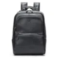 Heren zwarte leren rugzak, casual zakelijke daypack met ruim vak en comfortabel handvat. - Zwart