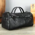 Heren Echt Lederen Reistas Duffel Vintage Grote Capaciteit Business Bagage Handtas - Zwart