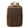 Vintage rundleer rugzak voor heren, grote capaciteit zakelijke laptop tas mooi. - koffiekleur