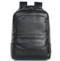 Men black leather backpack casual travel business laptop daypack stylish daily wear choice - Black Natural Milled Leather