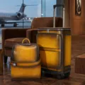 Vintage Gradient Leather Travel Luggage Set Business Trolley Bag and Backpack Combo - Set / Brown