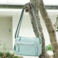 Light blue leather crossbody bag stylish casual shoulder purse for women daily commute use - Light Blue
