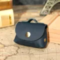Véritable cuir mini porte-monnaie rétro sac de rangement écouteurs petit portefeuille. - Bleu