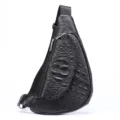 Zwarte echt lederen sling bag met stijlvol krokodillenpatroon heren casual crossbody borsttas - 698 Zwart