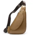 Men genuine leather sling bag casual chest pack vintage crossbody bag brown daily use - 696 Brown
