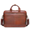 Leren aktentas heren bruin laptop tas vintage crazy horse business schoudertas - 8368 Roodbruin