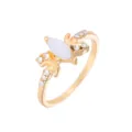Gold-plated marquise opal crescent moon ring with clear rhinestones for women fashion jewelry - Size 6 / Gold