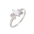 Elegant silver marquise opal moon ring with sparkling rhinestones for women daily wear. - Size 6 / Silver