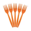 Bright orange disposable plastic forks set for party decoration and daily dining use. - Forks (Pack of 10)