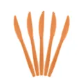Orange plastic disposable knives set with textured handle for party table decor. - Knives (Pack of 10)