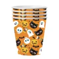Halloween Einweg Pappbecher Set orange Geist Kürbis Muster Party Geschirr Zubehör Pack - Pappbecher (10er-Pack)