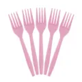 Ensemble de cinq fourchettes en plastique rose avec motif décoratif pour fêtes. - Fourchettes (lot de 10)