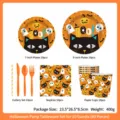 Halloween disposable paper plates cups napkins cutlery party set 10 guests spooky decor - 8-Piece Set for 10 People