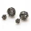 Fashion wire mesh ball double-sided earrings, unique metallic double head stud earrings for women. - Gunmetal