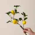 Artificial lemon branch 3 fruits fake plant home decor 53cm long realistic design - Artificial Lemon Branch with 3 Fruits