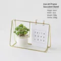 Supporto in ferro dorato pianta grassa in vaso artificiale per decorazione scrivania casa - Ornamento cactus dorato