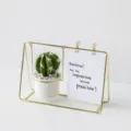 Cornice in ferro dorato nordico con cactus finto in vaso decorazione da scrivania elegante. - Oro + cactus a palla