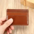 Etui de carte en cuir marron vintage, porte-cartes de credit minimaliste mince et portable. - Marron