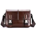 Bruine Heren Schoudertas van Echte Rundleer Retro Casual Lederen Messenger Tas Variant - 28,5 cm x 8 cm x 22 cm / koffiekleur