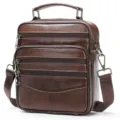 Bolso bandolera de cuero genuino para hombre marrón bolso mensajero de negocios - Marrón