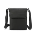 Men's Black Leather Crossbody Bag Business Casual Small Messenger Bag Multi-functional - M / Black