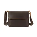 Men's vintage crazy horse leather crossbody bag, stylish business messenger shoulder bag. - Landscape / Dark Coffee