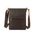 Vintage dark brown leather messenger bag for men, stylish casual crossbody shoulder bag. - M / Dark Coffee
