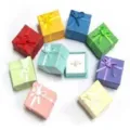 Cajas de regalo de joyería coloridas con lazos de cinta pequeños estuches para anillos - Estilo Aleatorio