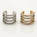 Modieuze meerlagige strass knokkelringen, sprankelende kristallen metalen open ringen. - Vier-Rijen Strass (JZ048) / Goud