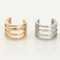 Metalen meerlaagse oormanchetten in goud en zilver, eenvoudig geometrisch hol ontwerp. - Vier-Rijen Gepolijst (JZ048) / Goud