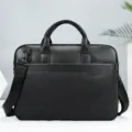 Borsa da lavoro nera in vera pelle per uomo, borsa a tracolla per laptop e ufficio. - 41*3*31cm / Nero