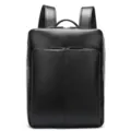 Heren Premium Zwart Lederen Business Laptop Rugzak voor Reizen & Vrije Tijd Casual - Zwart
