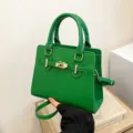 Green fashion women handbag stylish structured top handle crossbody bag elegant Kelly style - Green