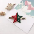 Christmas star hair clip red green metal duckbill clip cute holiday hair accessory for women - Christmas Star (Red/Green/Gold)