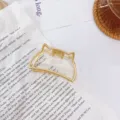 Gold cat ear metal hair claw clip, minimalist chic design for elegant everyday hairstyles. - Cat Ear Style (Cat Gold)
