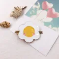 Cute sleepy face fried egg hair clip with gold metal duckbill design for sweet daily styles. - Shy Little Flower