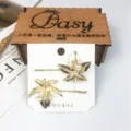 Gold leaf pearl hairpin elegant metal hair clip vintage cute hair accessories for women - Leaf Pearl (7) / Gold