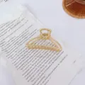 Matte gold metal hair claw clip with geometric hollow design for women stylish updos everyday use - Crescent Style (Crescent Gold)