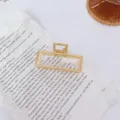 Minimalist gold metal hollow rectangular hair claw clip for elegant women styling updo hair. - Rectangular Style (Rectangle)