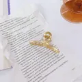 Matte gold metal hair claw clip for women, elegant cross hollow design large shark hair accessory. - Smooth Style (Smooth Matte Gold) / Gold