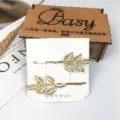 Gold leaf hair clips metal bobby pins cute hair accessories for women and girls daily wear - Leaf Style (14) / Gold