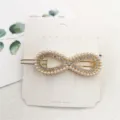Elegant pearl rhinestone hair clip, golden metal infinity hairpin for women and girls daily wear. - Infinity Pearl Rhinestone