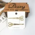 Gold scissor shaped bobby pins minimalist metal hair clips fashion accessories for women and girls. - Scissors Style (15) / Gold