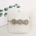 Sparkling rhinestone flower hair clip with white card display, elegant Korean style hair accessory. - Three Flowers Rhinestone