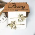 Gold leaf hair clips alloy bobby pins cute fashion hair accessories for women girls 2pcs - Leaf Style (16) / Gold